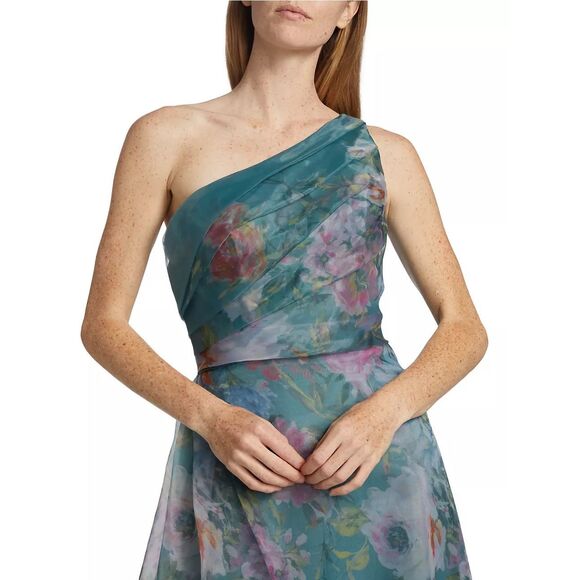 Rene Ruiz Collection Floral One-Shoulder Organza Gown Size 10 $1795 - Picture 4 of 10
